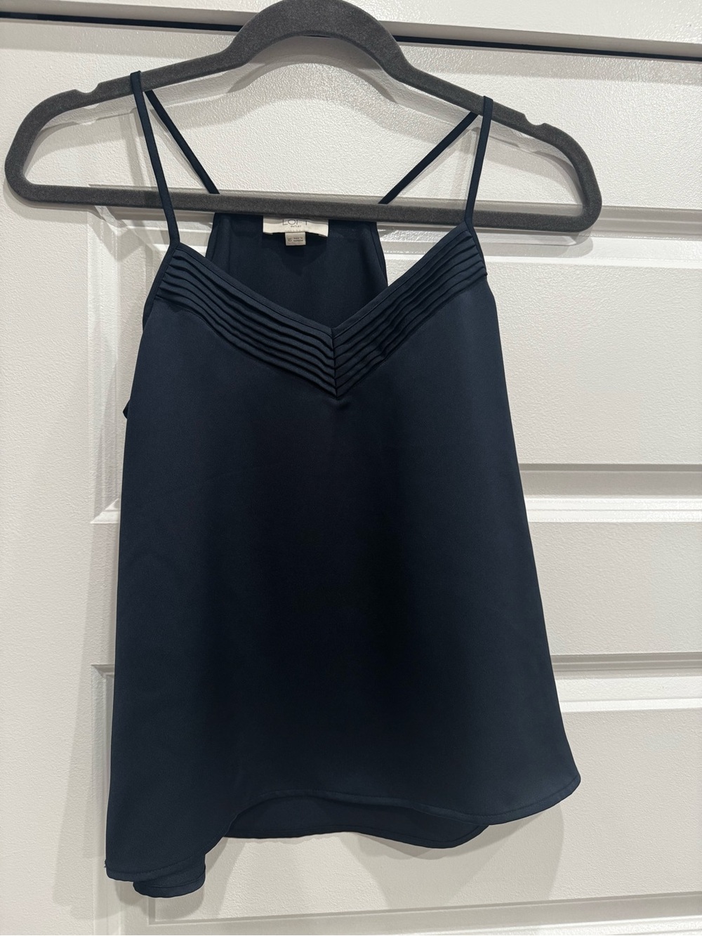 Dark navy blue Pleated-Trim Spaghetti Strap Tank Top - Women